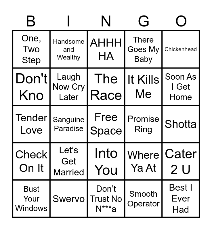 R&B/Trap BINGO Card