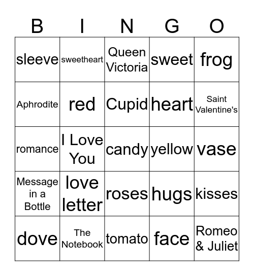 Valentine's Day Bingo Card