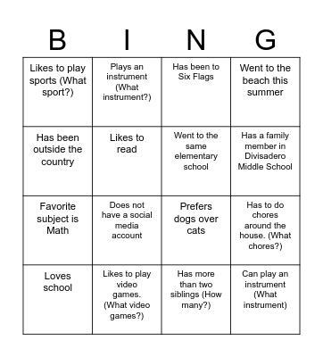 Find Someone Who Bingo Card