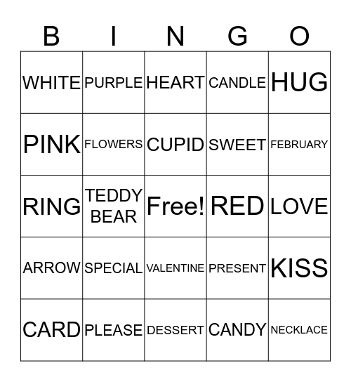 Valentine Bingo Card