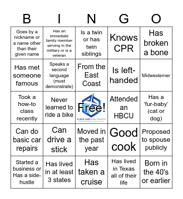 Get To Know You Bingo Card