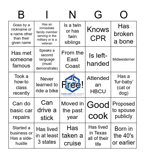 Get To Know You Bingo Card