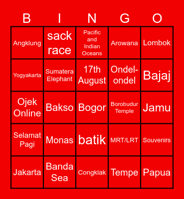 Indo Day Bingo 2023 Bingo Card