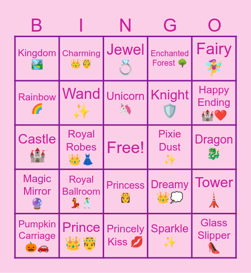 Princess Bingo Card