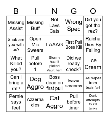 Friendship Raid Bingo Card