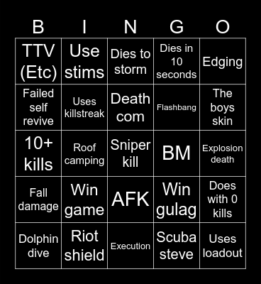Warzone 2.0 bingo (Credits to: Big Puffer) Bingo Card