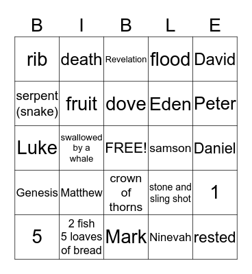 Bible Bingo Card