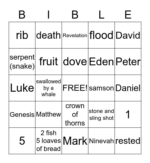 Bible Bingo Card