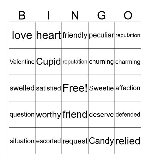 4th Valentine Bingo Card