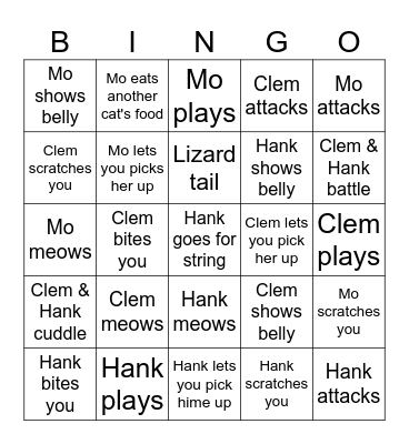 Cat Bingo Card