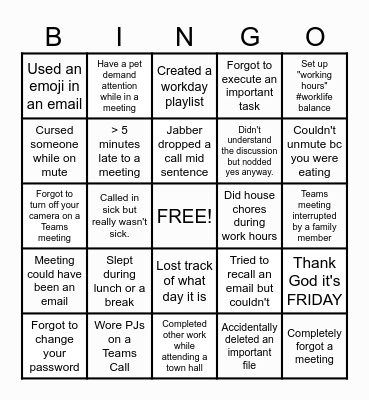 It's a Great Day at the Office Bingo Card