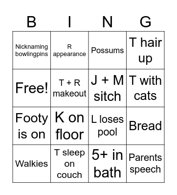 Kegan haps Bingo Card