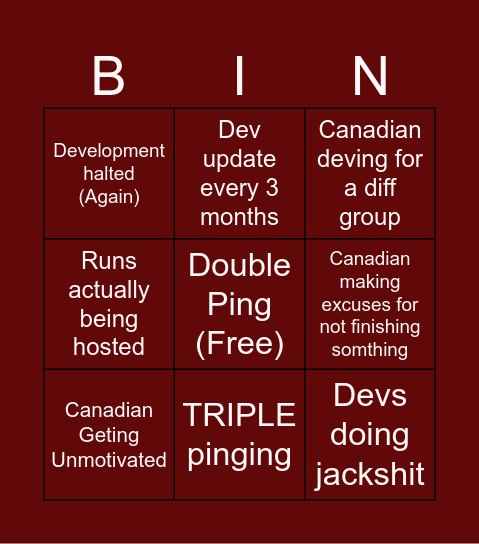 Canadian Transit Bingo Card