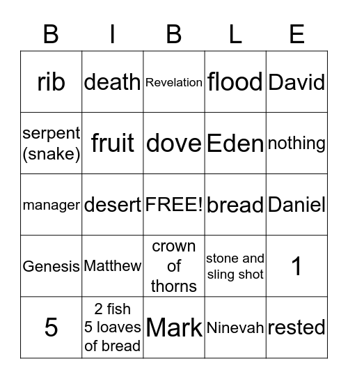 Bible Bingo Card