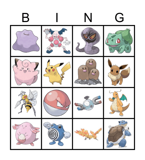 Pokemon Bingo! Bingo Card