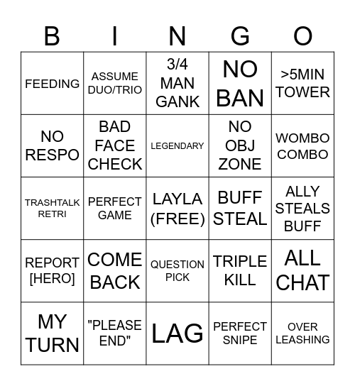 MLBB BINGO V2 Bingo Card