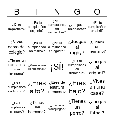 BINGO DE FASE 1 Bingo Card