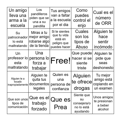 Loteria de Situacion Bingo Card