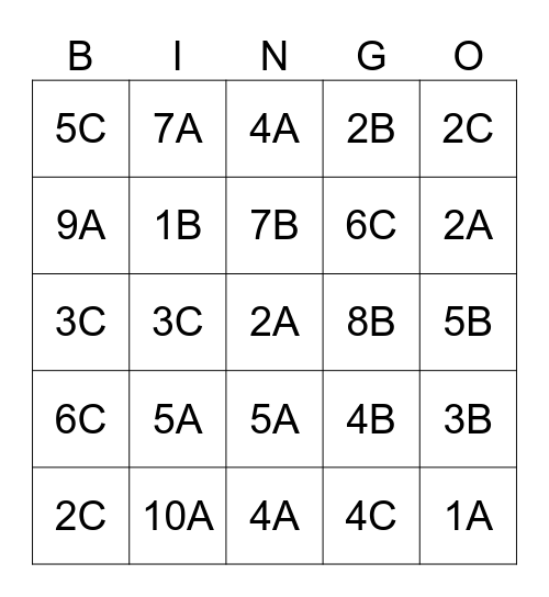 BINGO RONDE 2 Bingo Card