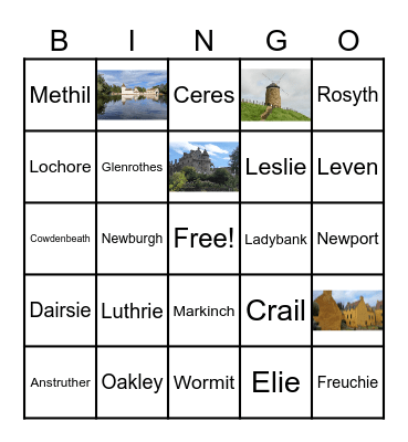 Fife Place Names Bingo Card