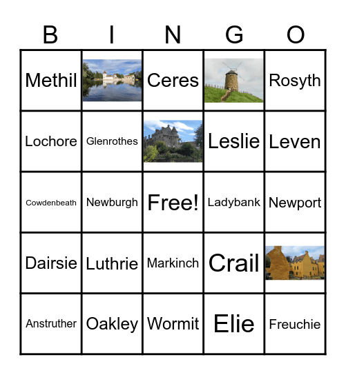 Fife Place Names Bingo Card