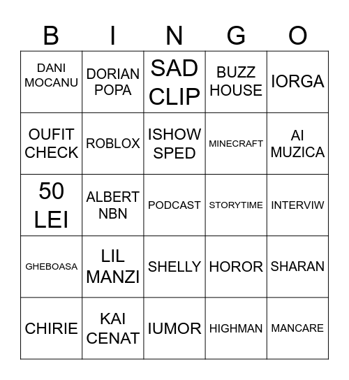 VICTOR Bingo Card