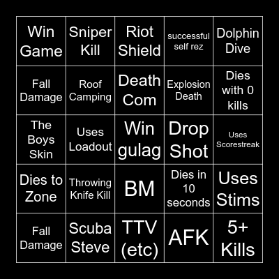 BigPuffer's Impossible Warzone Bingo Challenge Bingo Card