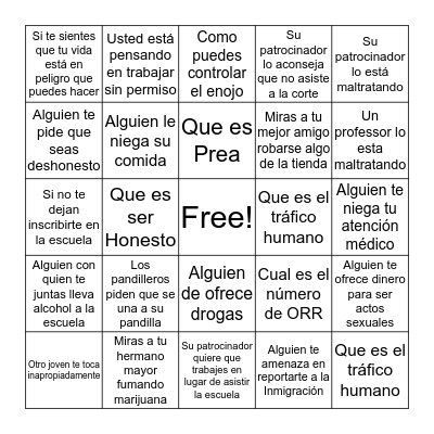 Loteria de Situacion Bingo Card