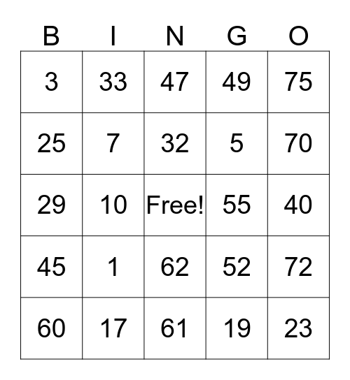 ARIA'S BINGO BOARD Bingo Card