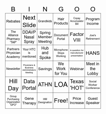 HA Fall Member Meeting Bingo Card