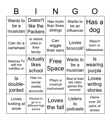Ms. Fawley's Icebreaker Bingo Card