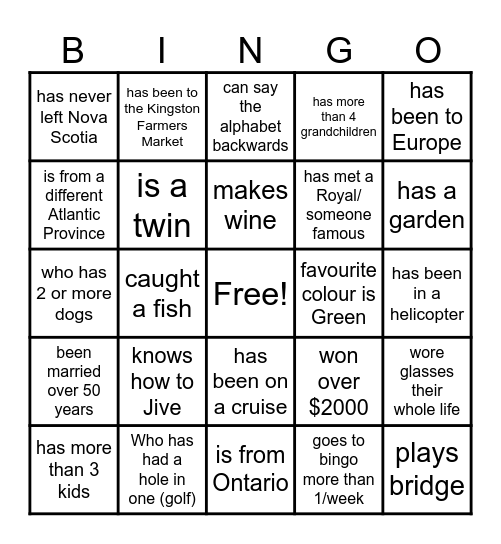 Social Bingo! Find someone who.... Bingo Card