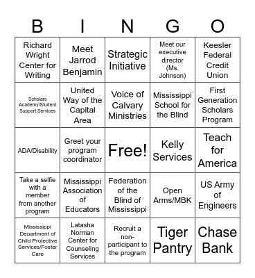 TRIO SSS Resource Fair Bingo Card