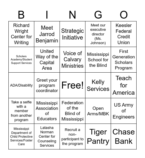 TRIO SSS Resource Fair Bingo Card