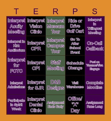 Fall Term 2023 Bingo Card