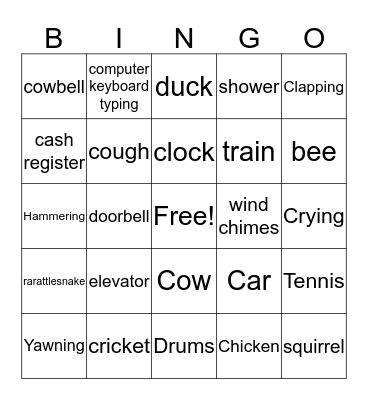 Sound Bingo Card