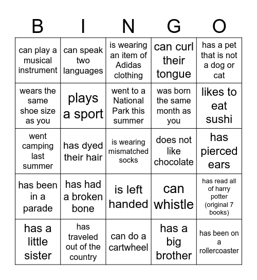 Find someone who... Bingo Card