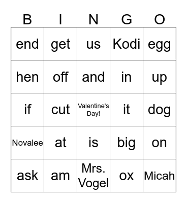 Happy Valentine's Day - Kodi, Micah, & Novalee Bingo Card