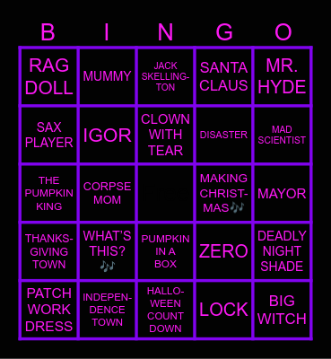 Jessie’s Birthday Bingo Card