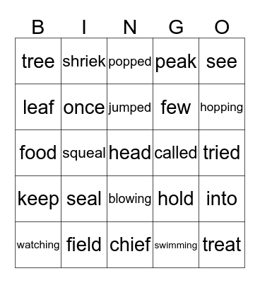 Phonics Bingo #20 Bingo Card