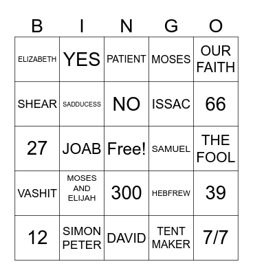 BIBLE Bingo Card