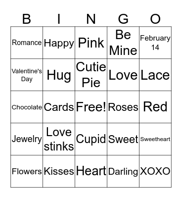 Happy Valentines Day  Bingo Card