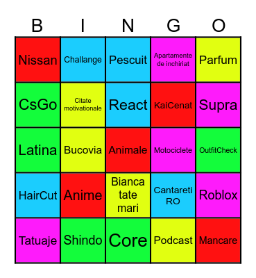 TikTok Bingo Card