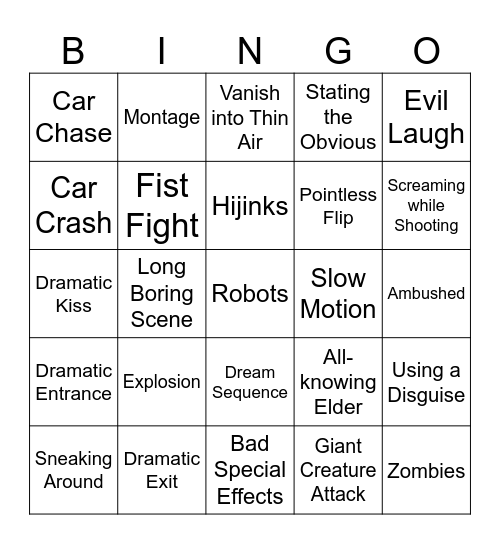 BINGOFLIX! Grease 2 (1982) Bingo Card