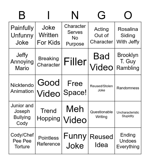 SuperMarioLoganBingo Card