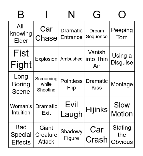 BINGOFLIX! Grease 2 (1982) Bingo Card