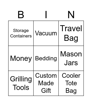 Bridal Shower Gift Bingo Card