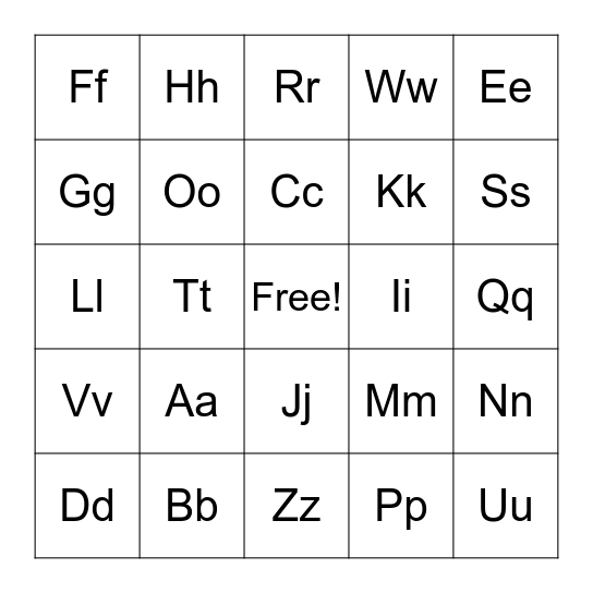 Phonics with Pheobe Bingo Card