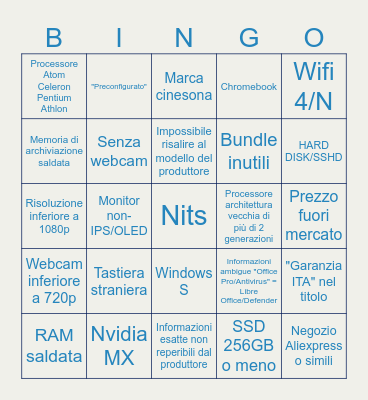 Chiedi a Stefano - Laptop edition Bingo Card