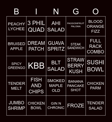 TAP 42 BINGO Card
